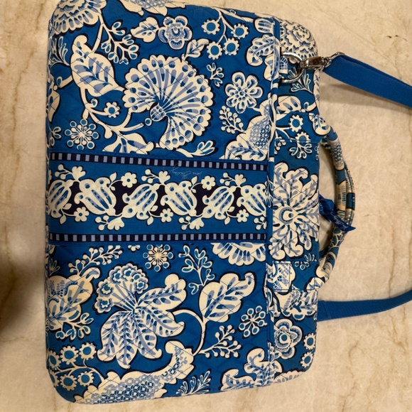 Vera Bradley BLUE LAGOON Hard Sided Laptop Portfolio Computer Case Messenger Bag - Picture 2 of 10